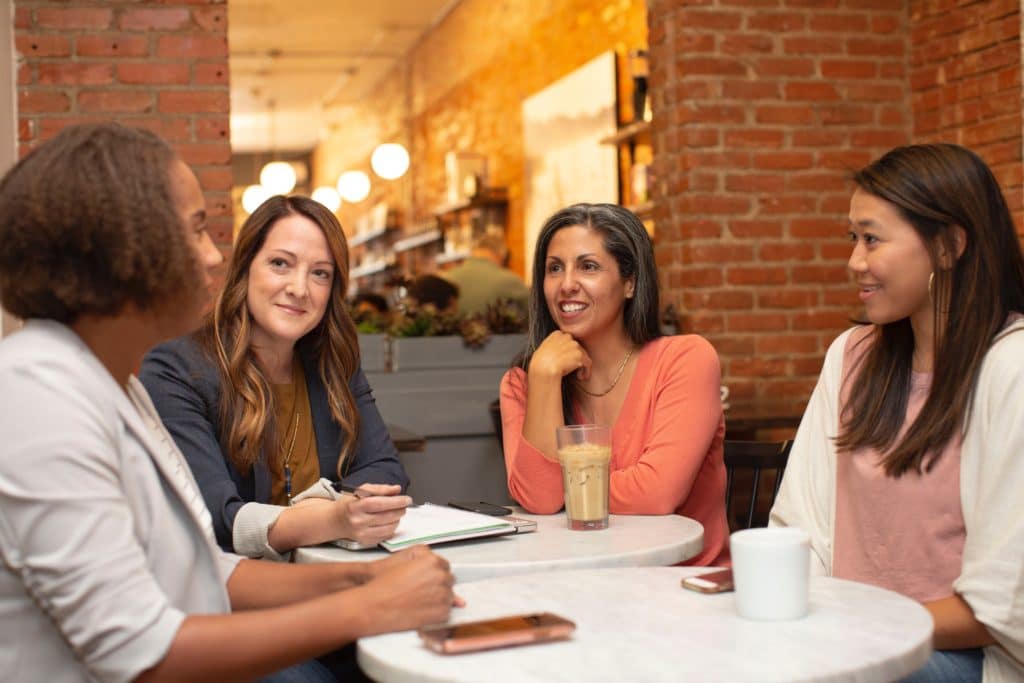 Group of women meeting for coffee